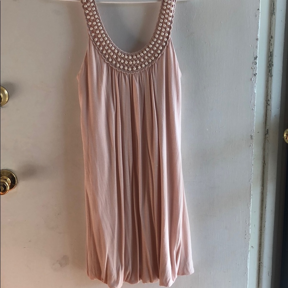 Pink dress with pearl detail